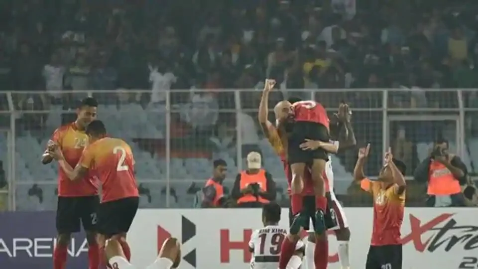 East Bengal players in an I-League match