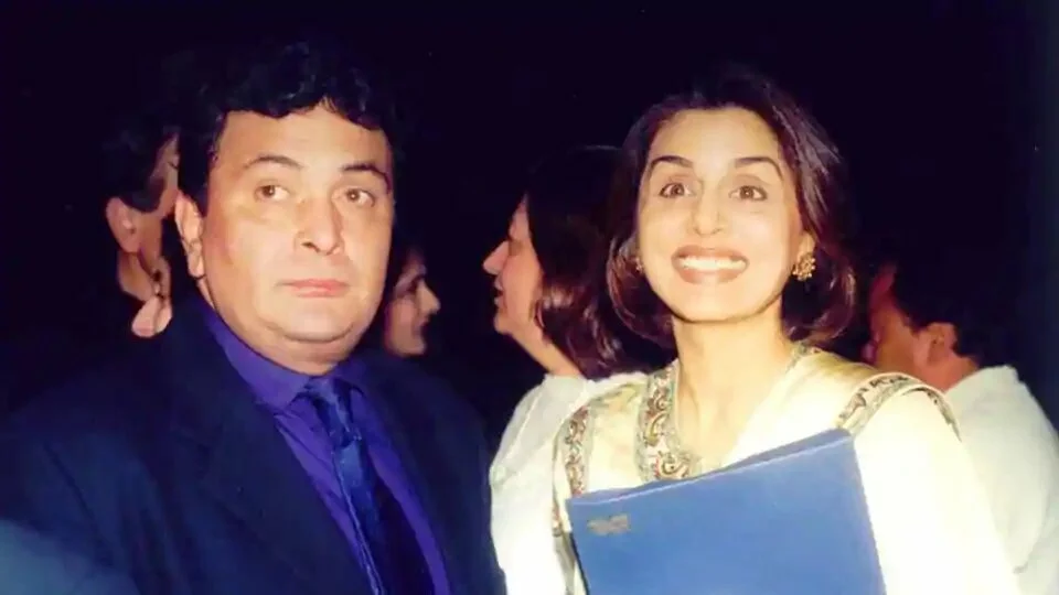 Neetu Singh and Rishi Kapoor at a party.