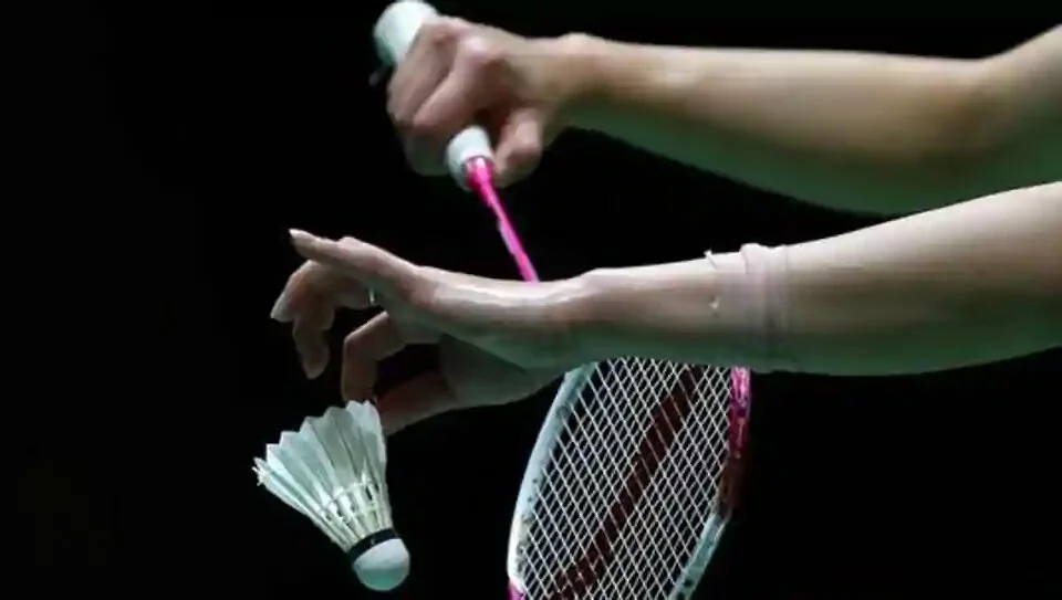 A detail shot of a shuttlecock and racquet during day two of the BWF World Badminton Championships.