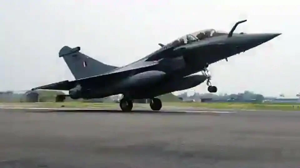 Touchdown of Rafale fighter aircraft at Ambala airbase on Wednesday. Five jets have arrived from France to be inducted in Indian Air Force.